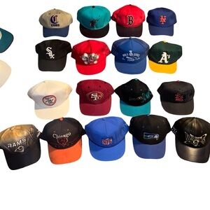 Lot of 17 Snapback Trucker Hats Sports Caps MLB NFL VTG Brands Reseller Bundle